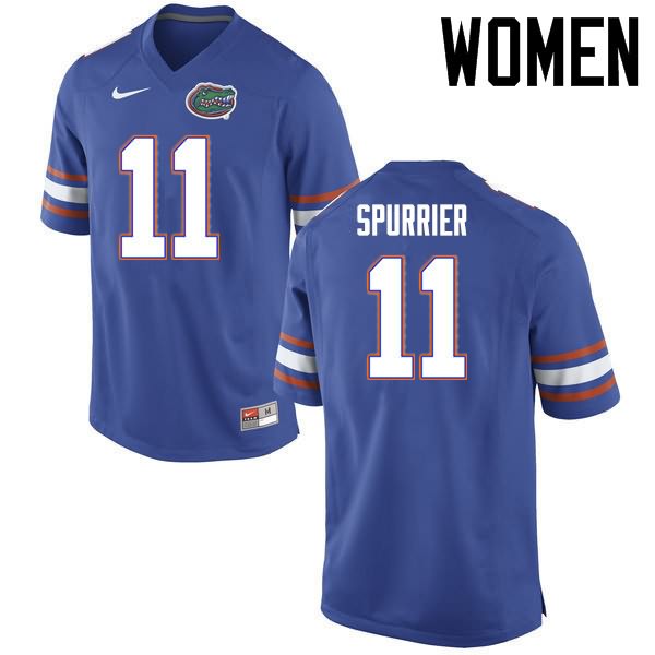 NCAA Florida Gators Steve Spurrier Women's #11 Nike Blue Stitched Authentic College Football Jersey CRQ7264LZ